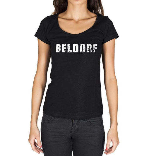 Beldorf German Cities Black Womens Short Sleeve Round Neck T-Shirt 00002 - Casual