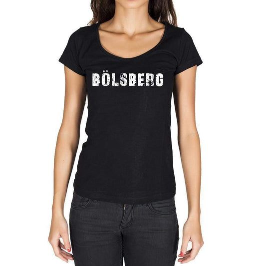 Bölsberg German Cities Black Womens Short Sleeve Round Neck T-Shirt 00002 - Casual