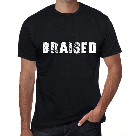 Braised Mens Vintage T Shirt Black Birthday Gift 00555 - Black / Xs - Casual