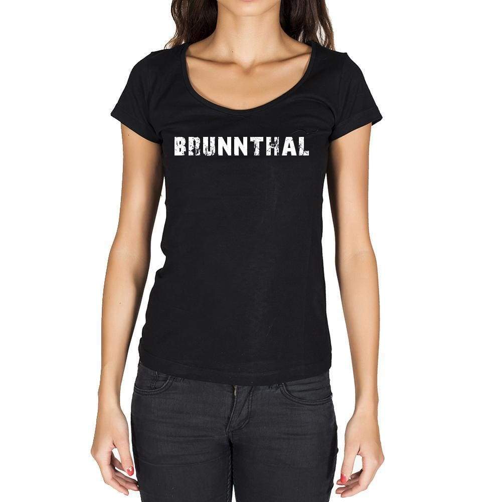 Brunnthal German Cities Black Womens Short Sleeve Round Neck T-Shirt 00002 - Casual