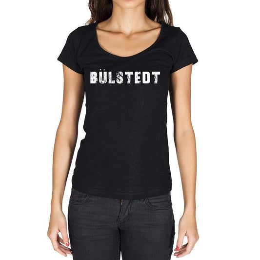 Bülstedt German Cities Black Womens Short Sleeve Round Neck T-Shirt 00002 - Casual