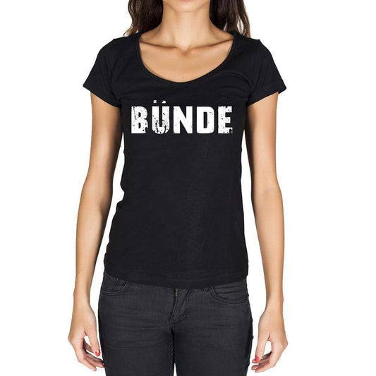 Bünde German Cities Black Womens Short Sleeve Round Neck T-Shirt 00002 - Casual