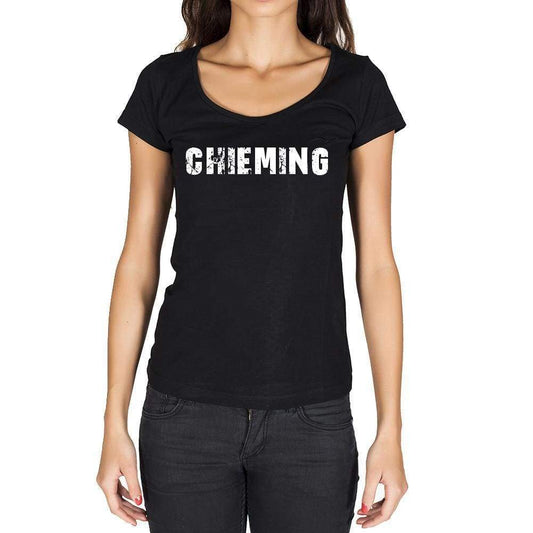 Chieming German Cities Black Womens Short Sleeve Round Neck T-Shirt 00002 - Casual
