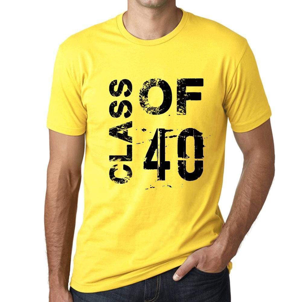 Class Of 40 Grunge Mens T-Shirt Yellow Birthday Gift 00484 - Yellow / Xs - Casual