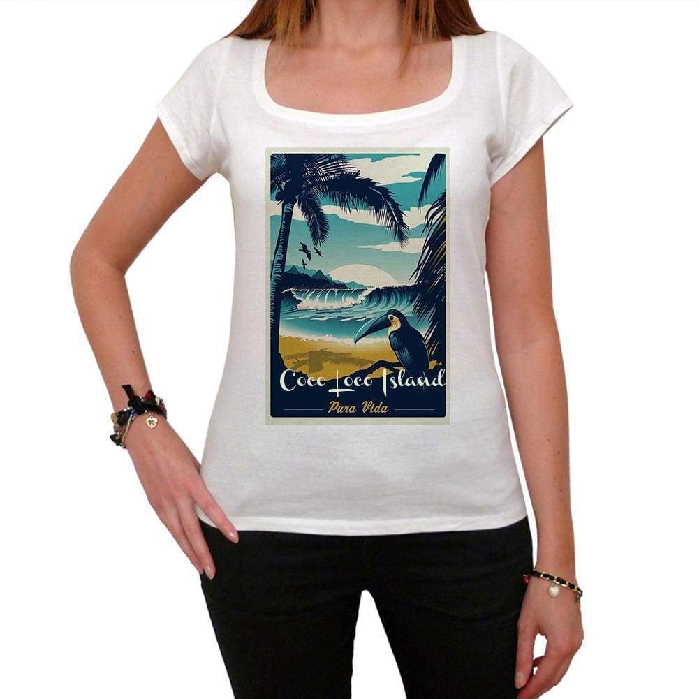 Coco Loco Island Pura Vida Beach Name White Womens Short Sleeve Round Neck T-Shirt 00297 - White / Xs - Casual