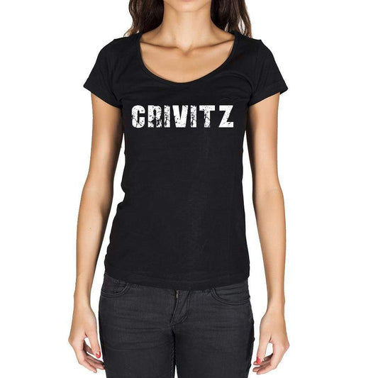 Crivitz German Cities Black Womens Short Sleeve Round Neck T-Shirt 00002 - Casual