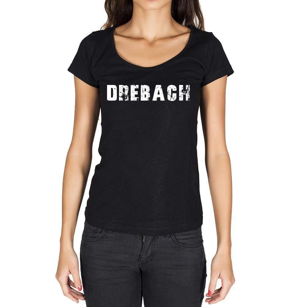 Drebach German Cities Black Womens Short Sleeve Round Neck T-Shirt 00002 - Casual