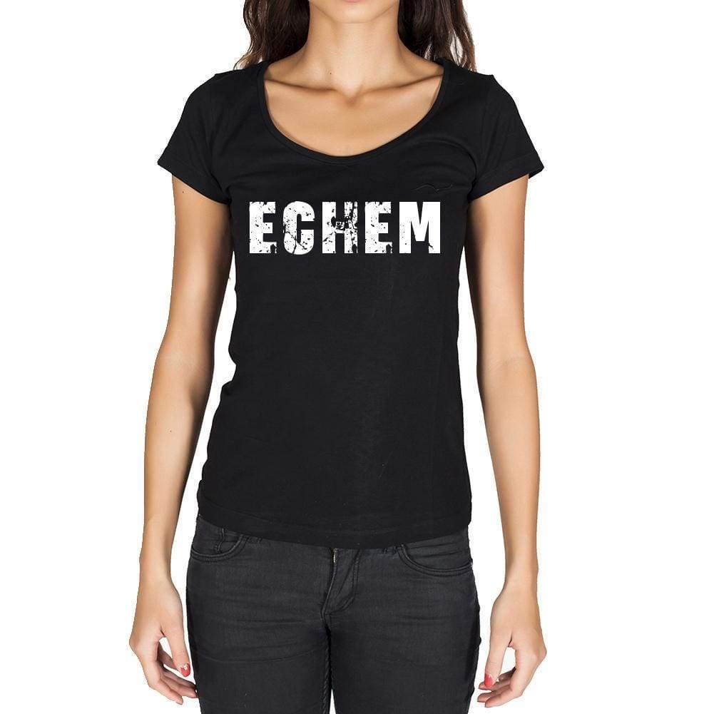 Echem German Cities Black Womens Short Sleeve Round Neck T-Shirt 00002 - Casual