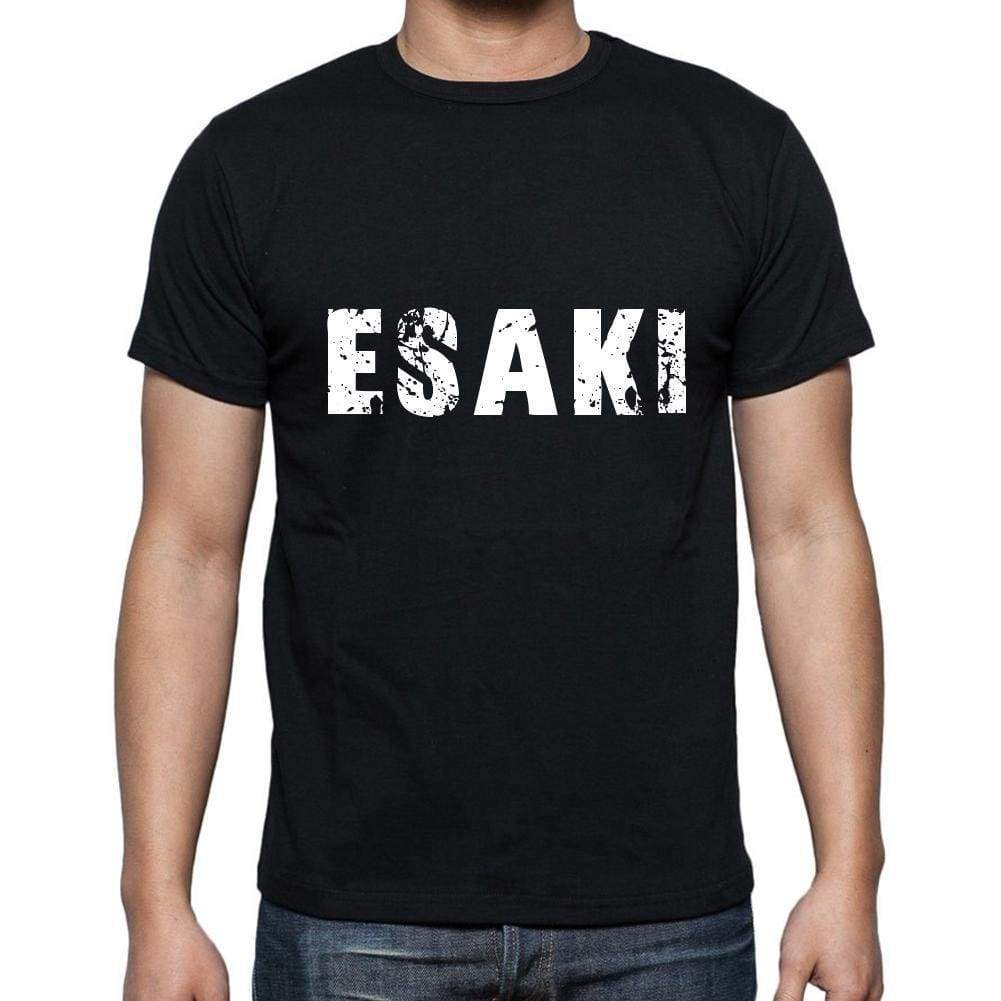 Esaki Mens Short Sleeve Round Neck T-Shirt 5 Letters Black Word 00006 - Casual