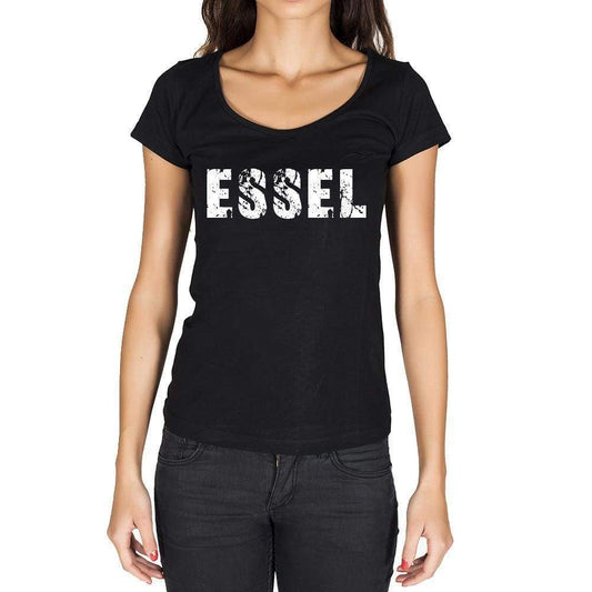 essel, German Cities Black, <span>Women's</span> <span>Short Sleeve</span> <span>Round Neck</span> T-shirt 00002 - ULTRABASIC