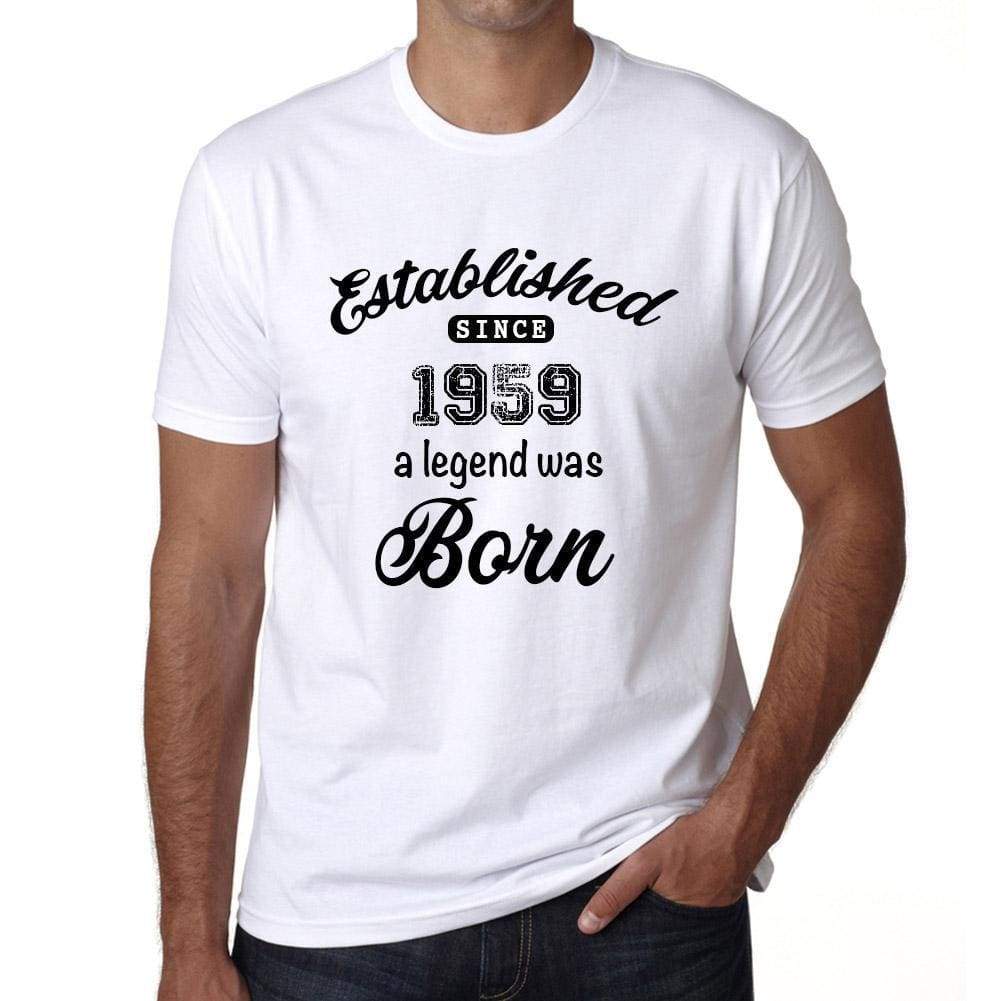 Established Since 1959 Mens Short Sleeve Round Neck T-Shirt 00095 - White / S - Casual