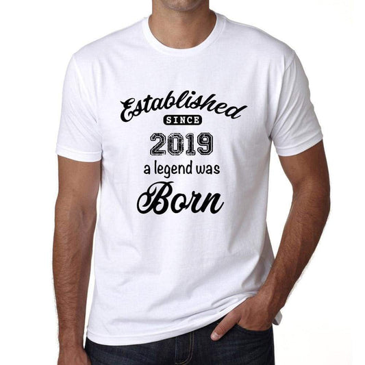 Established Since 2019 Mens Short Sleeve Round Neck T-Shirt 00095 - White / S - Casual