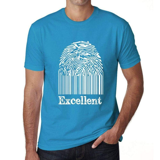Excellent Fingerprint Blue Mens Short Sleeve Round Neck T-Shirt Gift T-Shirt 00311 - Blue / S - Casual