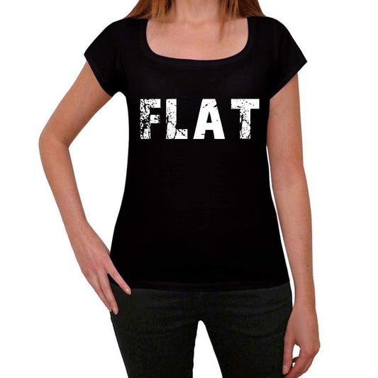 Flat Womens T Shirt Black Birthday Gift 00547 - Black / Xs - Casual