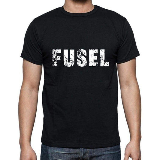 Fusel Mens Short Sleeve Round Neck T-Shirt 5 Letters Black Word 00006 - Casual