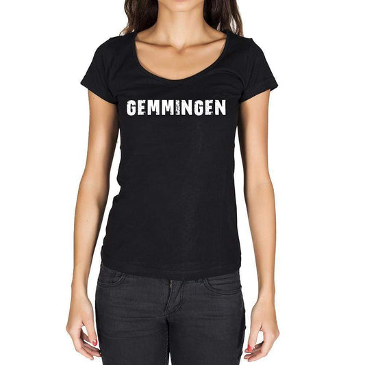 Gemmingen German Cities Black Womens Short Sleeve Round Neck T-Shirt 00002 - Casual
