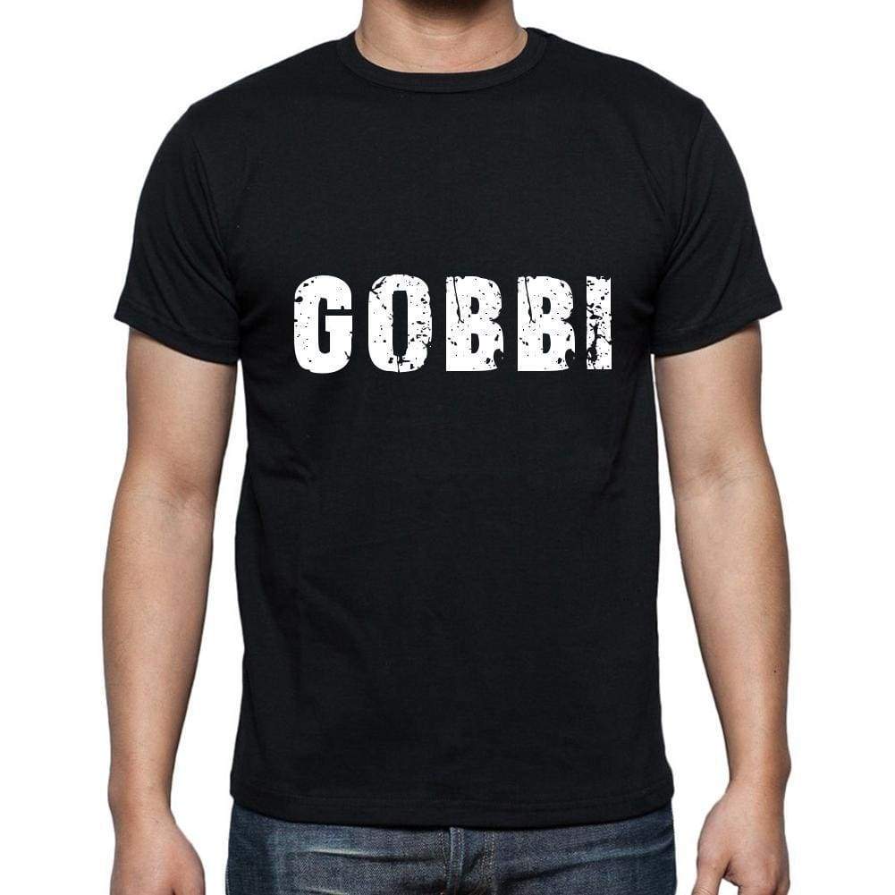 Gobbi Mens Short Sleeve Round Neck T-Shirt 5 Letters Black Word 00006 - Casual