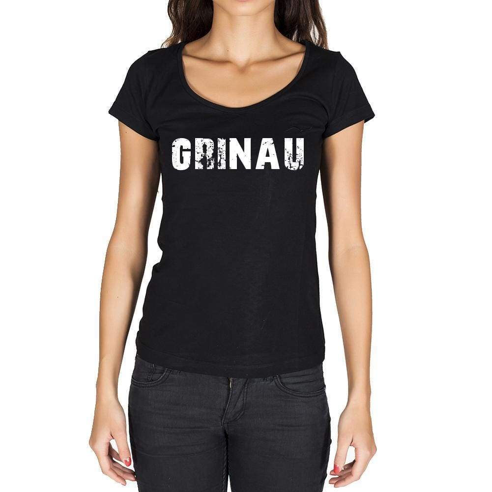 Grinau German Cities Black Womens Short Sleeve Round Neck T-Shirt 00002 - Casual