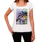 Guayanes Beach Name Palm White Womens Short Sleeve Round Neck T-Shirt 00287 - White / Xs - Casual