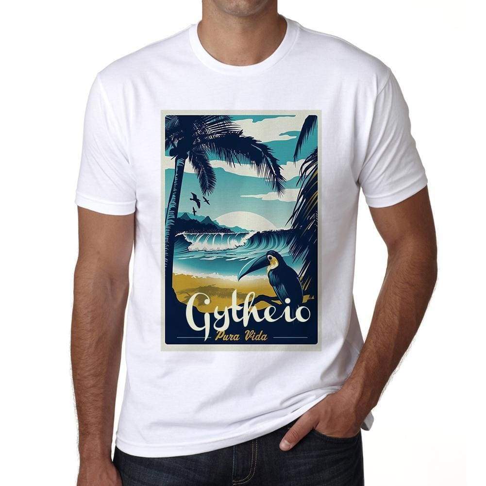 Gytheio Pura Vida Beach Name White Mens Short Sleeve Round Neck T-Shirt 00292 - White / S - Casual