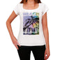 Hagnaya Beach Name Palm White Womens Short Sleeve Round Neck T-Shirt 00287 - White / Xs - Casual