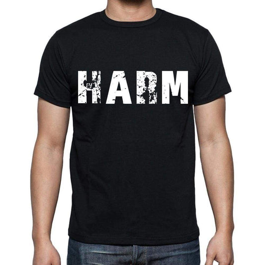 Harm White Letters Mens Short Sleeve Round Neck T-Shirt 00007