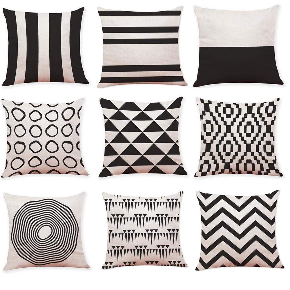 Home Decor Cushion Cover Black And White Geometry Throw Pillowcase Pillow Covers - Ultrabasic