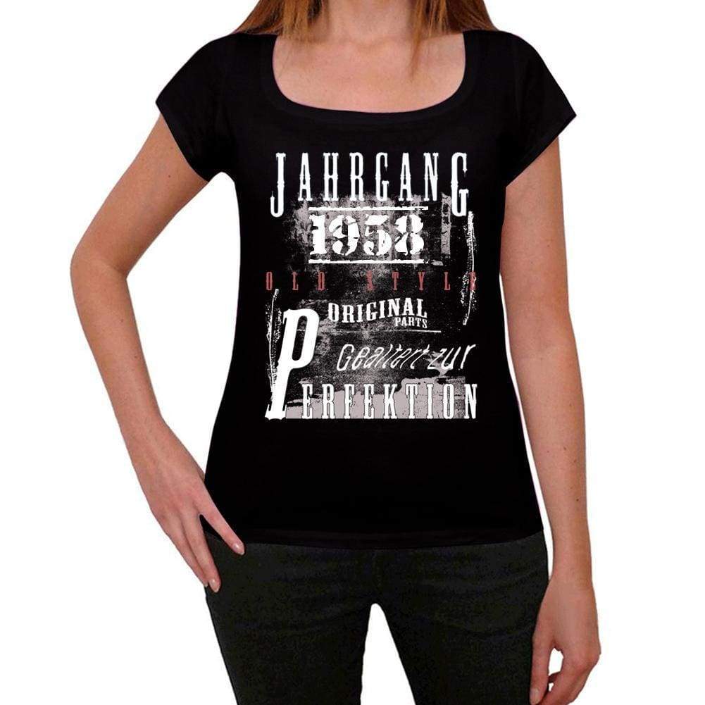 Jahrgang Birthday 1958 Black Womens Short Sleeve Round Neck T-Shirt Gift T-Shirt 00353 - Black / Xs - Casual