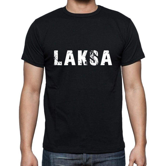 Laksa Mens Short Sleeve Round Neck T-Shirt 5 Letters Black Word 00006 - Casual