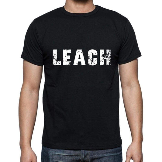 Leach Mens Short Sleeve Round Neck T-Shirt 5 Letters Black Word 00006 - Casual