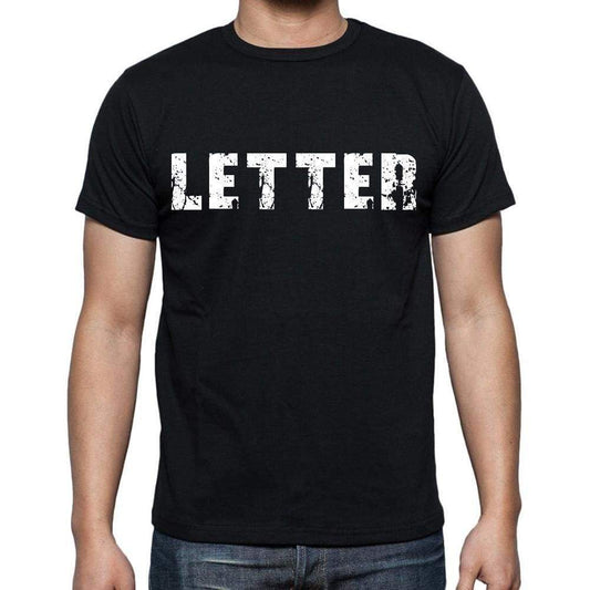 Letter Mens Short Sleeve Round Neck T-Shirt Black T-Shirt En