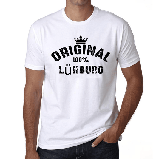 Lühburg 100% German City White Mens Short Sleeve Round Neck T-Shirt 00001 - Casual