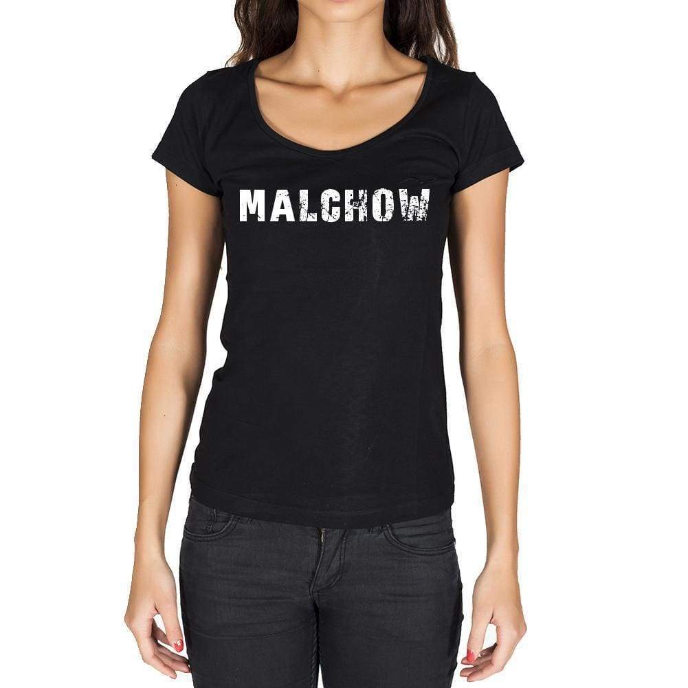 Malchow German Cities Black Womens Short Sleeve Round Neck T-Shirt 00002 - Casual