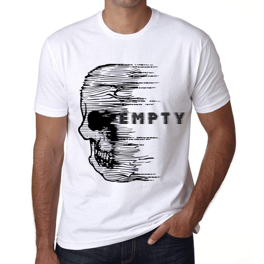 Mens Vintage Tee Shirt Graphic T Shirt Anxiety Skull Empty White - White / Xs / Cotton - T-Shirt