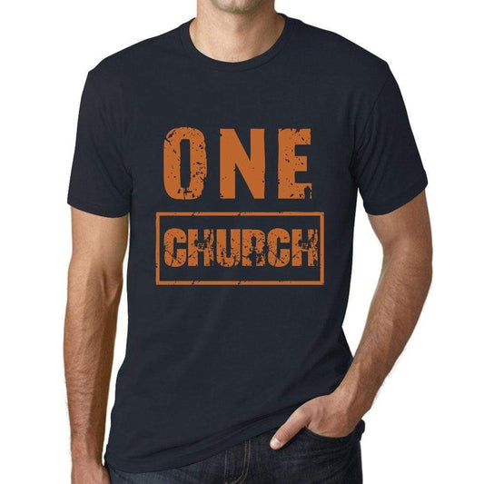 Men’s Vintage Tee Shirt <span>Graphic</span> T shirt One CHURCH Navy - ULTRABASIC