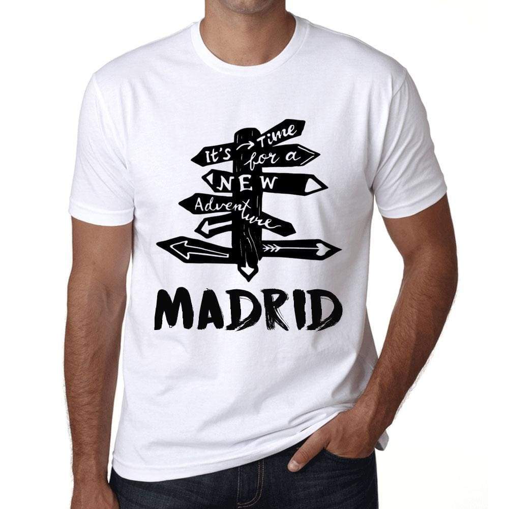 Mens Vintage Tee Shirt Graphic T Shirt Time For New Advantures Madrid White - White / Xs / Cotton - T-Shirt