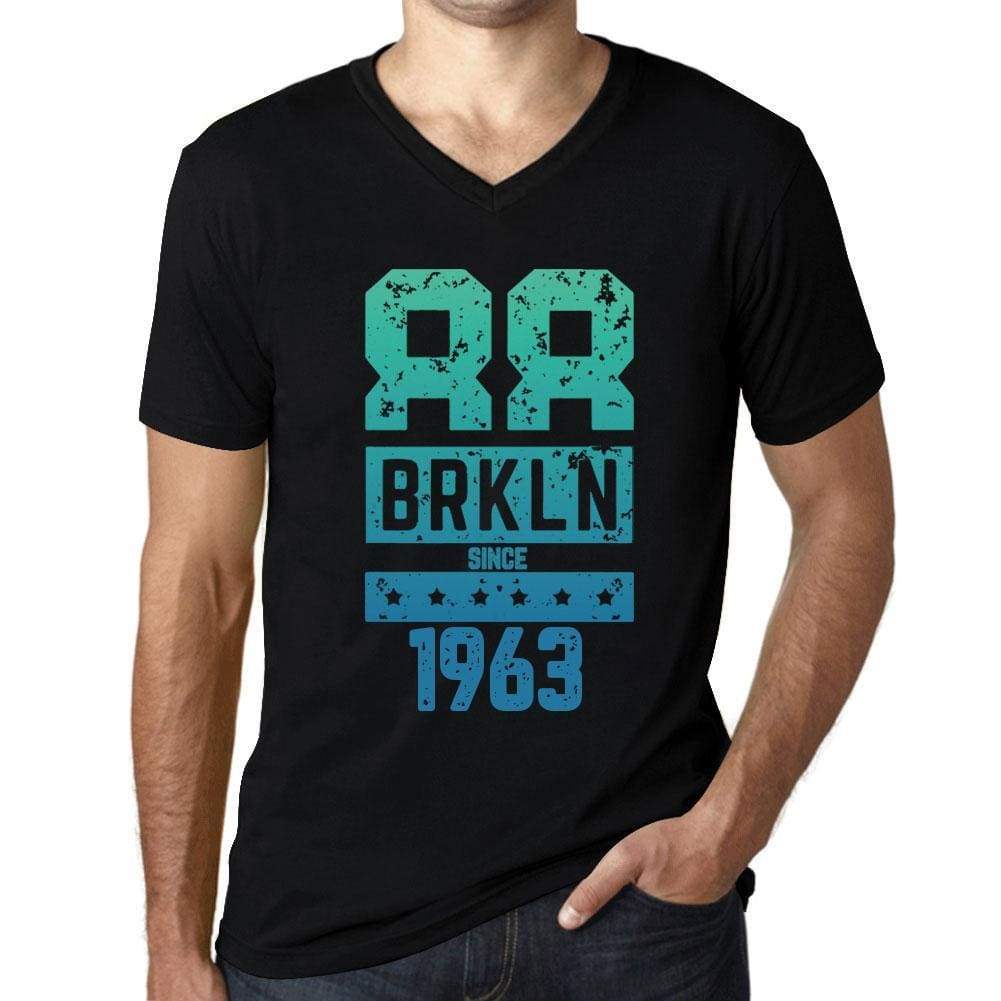 Mens Vintage Tee Shirt Graphic V-Neck T Shirt Brkln Since 1963 Black - Black / S / Cotton - T-Shirt