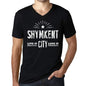 Mens Vintage Tee Shirt Graphic V-Neck T Shirt Live It Love It Shymkent Deep Black - Black / S / Cotton - T-Shirt