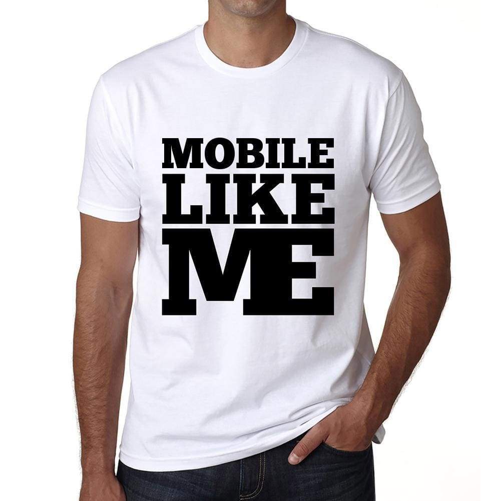 Mobile Like Me White Mens Short Sleeve Round Neck T-Shirt 00051 - White / S - Casual