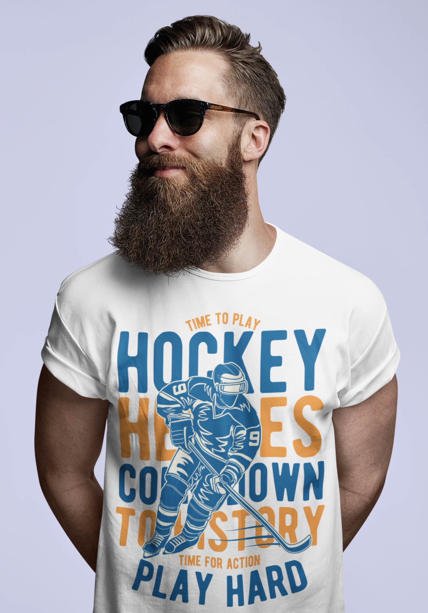 ULTRABASIC Men's Graphic T-Shirt Time To Play Hockey - Play Hard - Time For Action