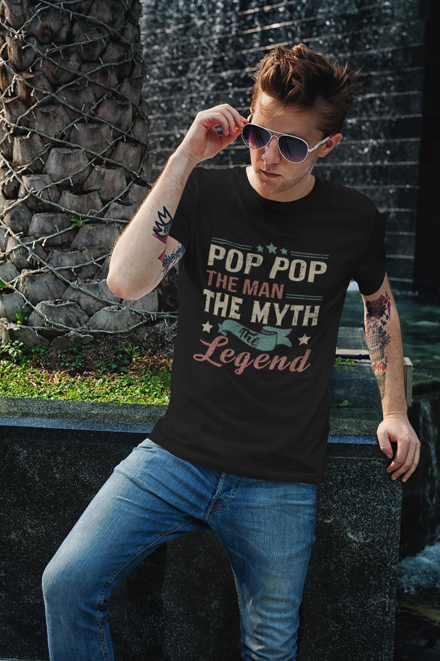 ULTRABASIC Men's T-Shirt Vintage Pop Pop The Man The Myth The Legend - Retro Novelty Tee Shirt