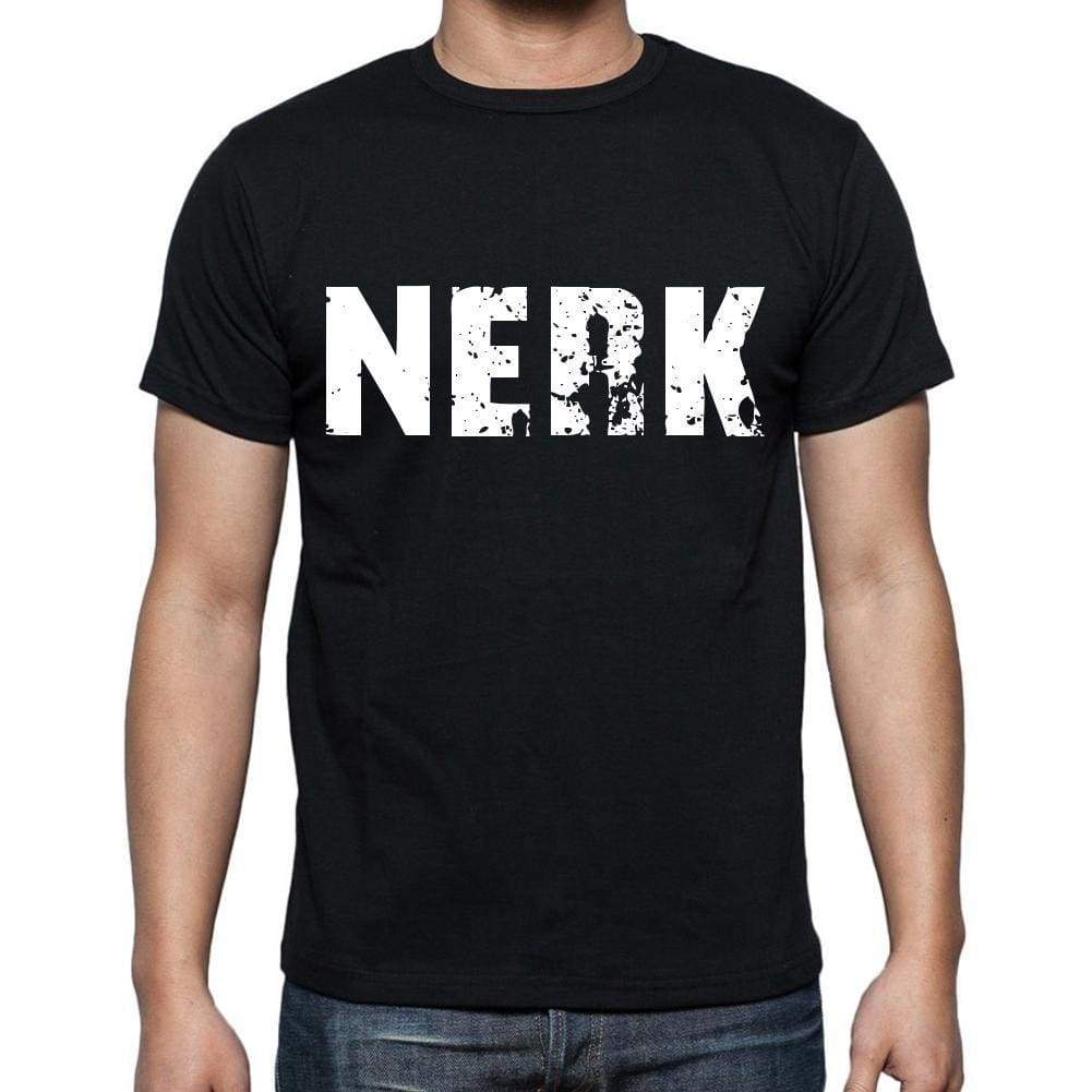 Nerk Mens Short Sleeve Round Neck T-Shirt 4 Letters Black - Casual