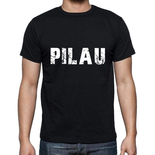 Pilau Mens Short Sleeve Round Neck T-Shirt 5 Letters Black Word 00006 - Casual