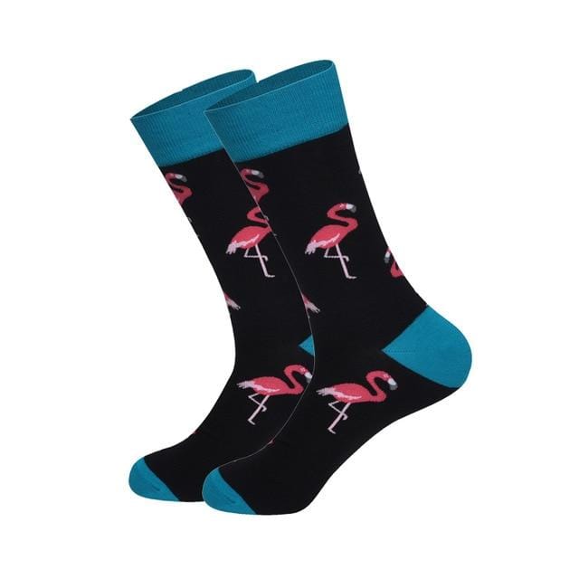 Downstairs Brand Desgin Happy Socks for Men's Gifts 28 Colors Birds Flamingos Penguins Streetwear Dress Up Long Casual Calcetines