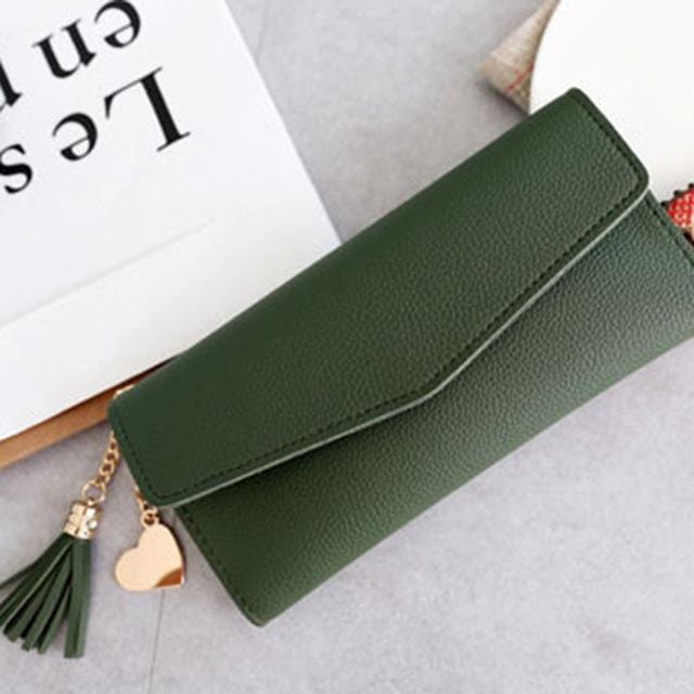 Long Women's Wallet Female Purses Tassel Coin Purse Card Holder Wallets Female Pu Leather Clutch Money Bag Pu Leather Wallet