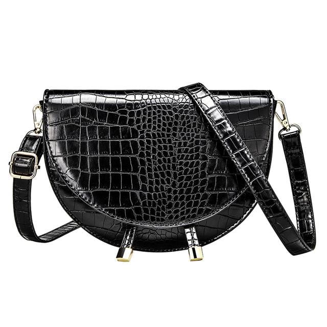 Crocodile Pattern Crossbody Bags for Women Half Round Messenger Bag Pu Leather Luxury Handbags Women Bags Designer Shoulder Bag