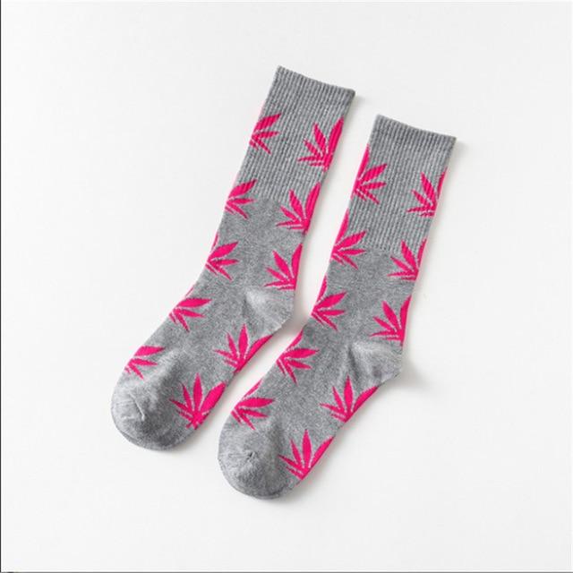 Moda Mulaya Funny Socks Women Comfortable High Quality Cotton Happy Hemp Leaf Maple Casual Long Weed Crew Sock Dress Harajuku