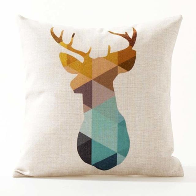 Nordic Geometric Cushion Covers Arrows Deer Elk Sofa Decorative Cushions Pillow Cover 45*45 Linen Beige Pillow Case funda cojín