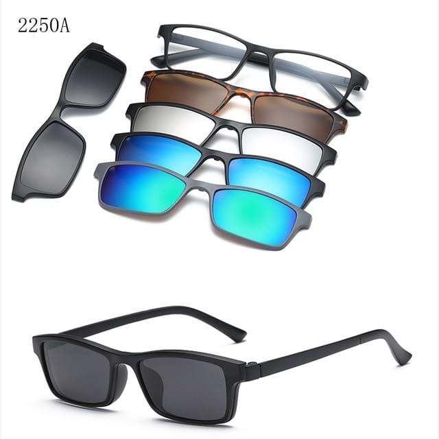 RUISIMO 5 lenes Magnet Sunglasses Clip Mirrored Clip on Sunglasses clip on glasses Men Polarized Custom Prescription Myopia