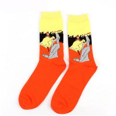 Autumn Winter NEW 3D Retro Personality Art Socks Unisex Women Men Funny Novelty Starry Night Vintage Socks Oil Happy Socks HOT